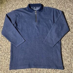 Vintage White Horse Collection Mens L/XL Blue 1/4 Zip Pullover Long Sleeve Heavy